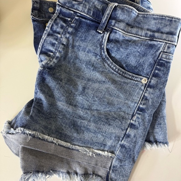 Express Blue High Waist Denim Shorts - Picture 6 of 6